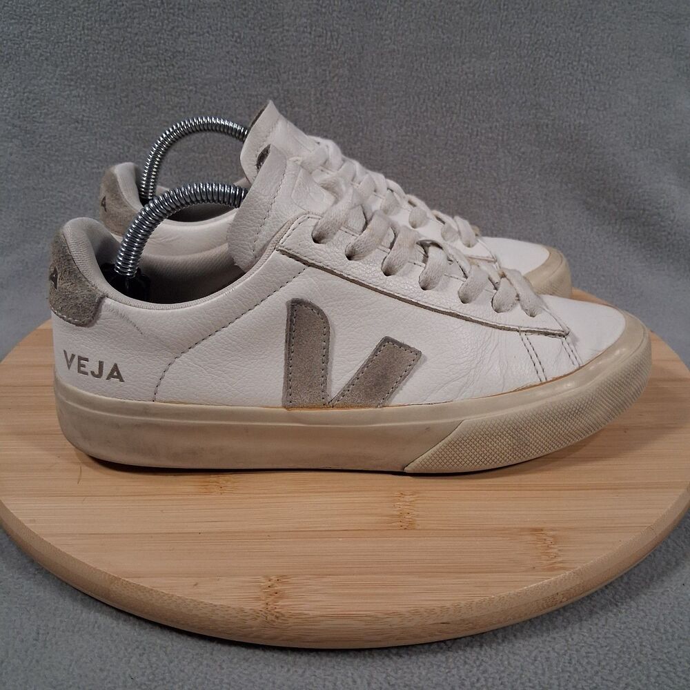 Veja Campo T2 Womens Size 6 White/Grey Leather Shoes Sneakers Casual